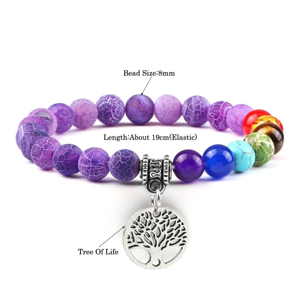 2Pcs Set 7 Chakra Charm Bracelets - Crystal Aura Co.