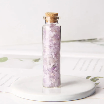 Natural Crystal Stone Mineral Gravel In Glass Wishing Bottle - Crystal Aura Co.