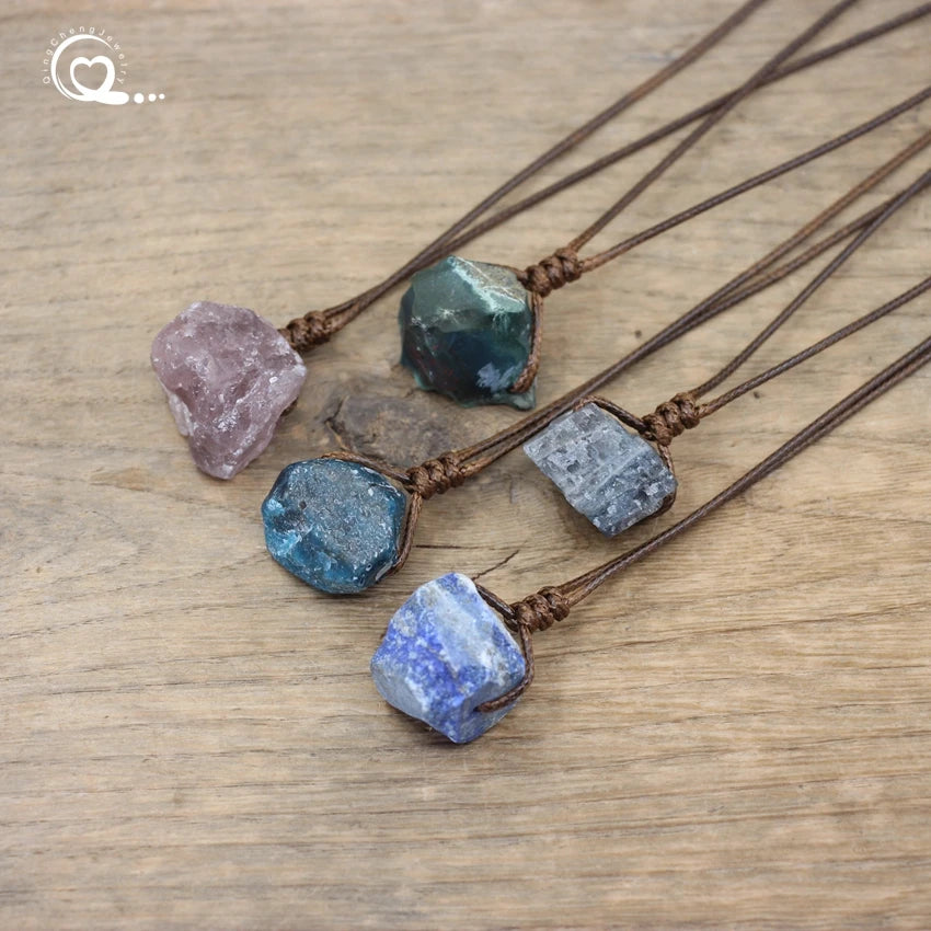 Natural Raw Stone Mineral Crystal Pendant & Necklace - Crystal Aura Co.