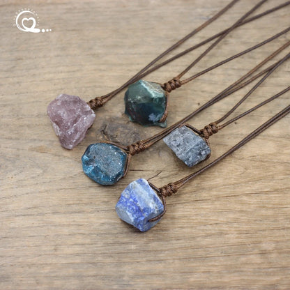 Natural Raw Stone Mineral Crystal Pendant & Necklace - Crystal Aura Co.