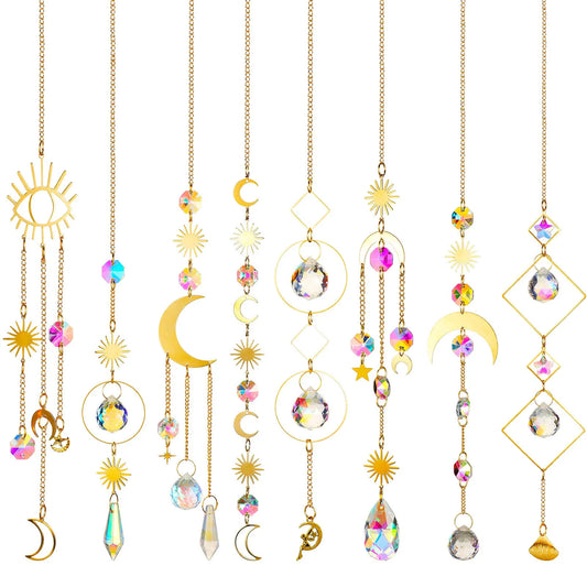 Hanging Window Crystal Pendant Suncatcher Gold & Rainbow - Crystal Aura Co.