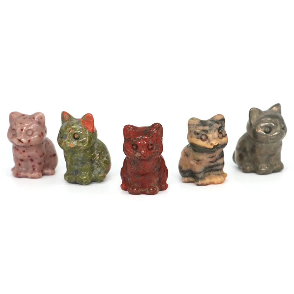 Lucky Cat Statue Natural Stone - Crystal Aura Co.