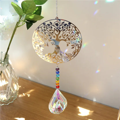 Hanging Window Crystal Pendant Suncatcher With Large Pendant - Crystal Aura Co.