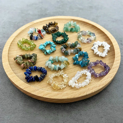 Natural Crystal Stone Rings Stretchy - Crystal Aura Co.