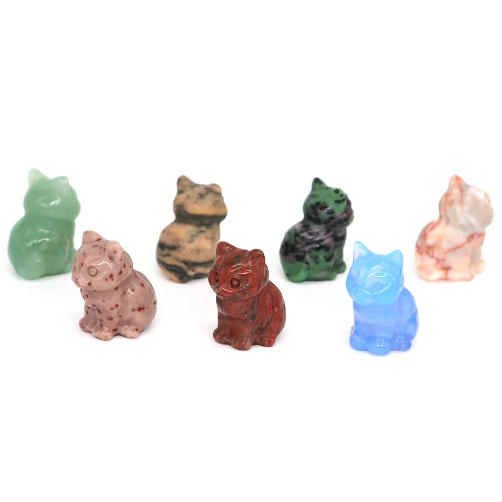 Lucky Cat Statue Natural Stone - Crystal Aura Co.