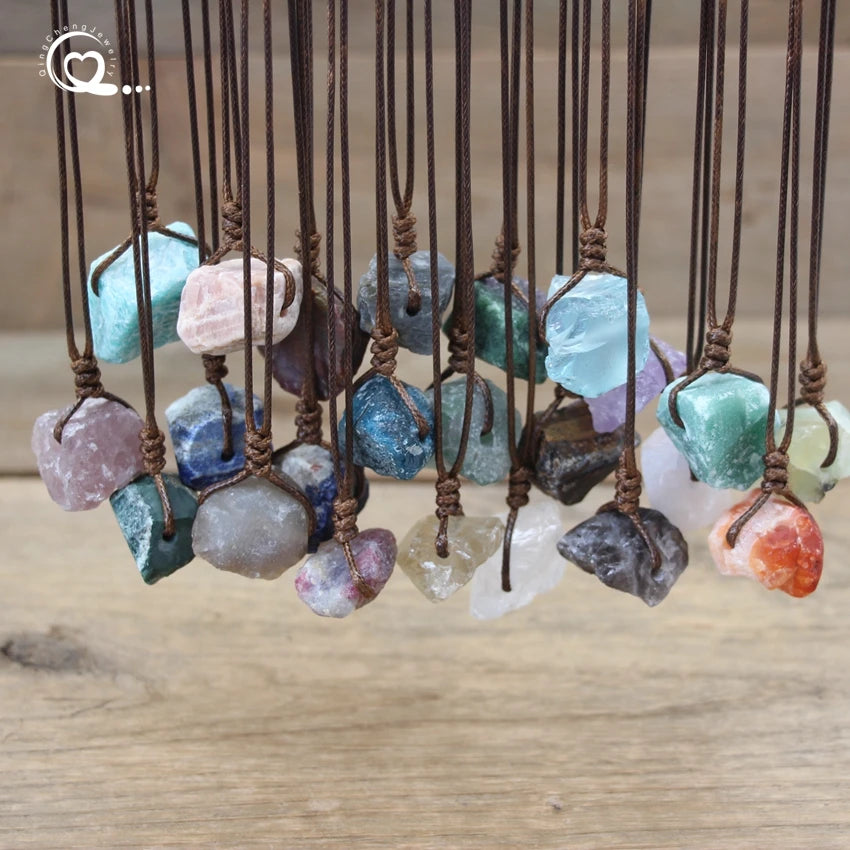 Natural Raw Stone Mineral Crystal Pendant & Necklace - Crystal Aura Co.