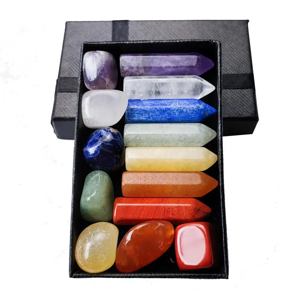 14PCS Set Natural Stone Crystal Gemstone Chakras Healing - Crystal Aura Co.