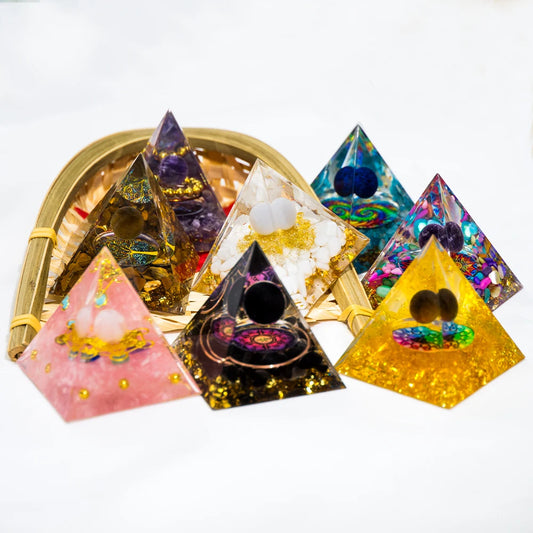 Natural Crystal within Epoxy Pyramid Large - Crystal Aura Co.