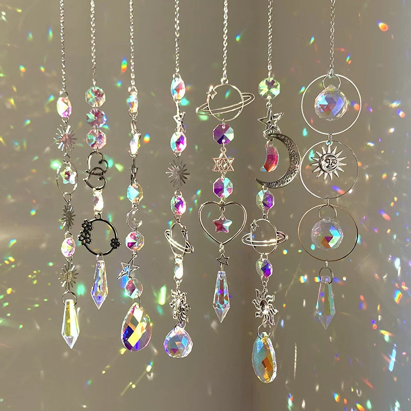 Hanging Window Crystal Pendant Suncatcher Silver & Rainbow - Crystal Aura Co.