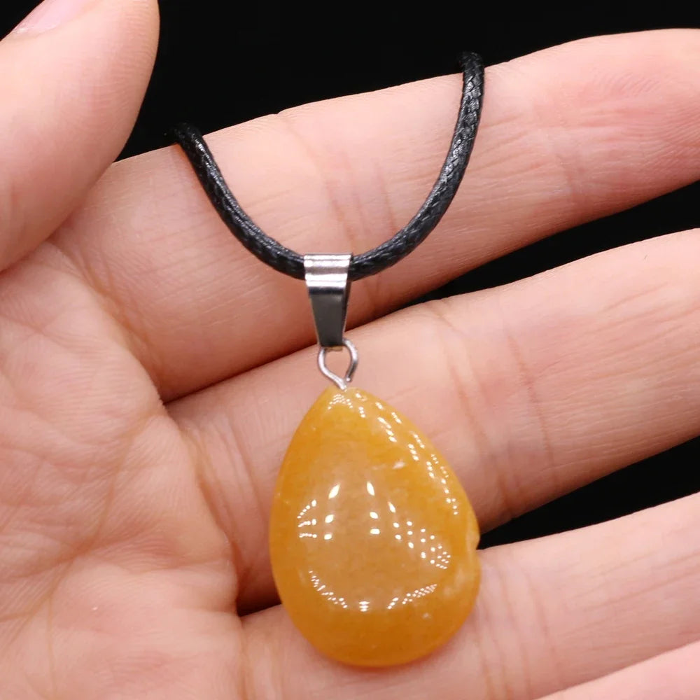 Natural Stone Crystal Water Drop Pendant & Necklace - Crystal Aura Co.