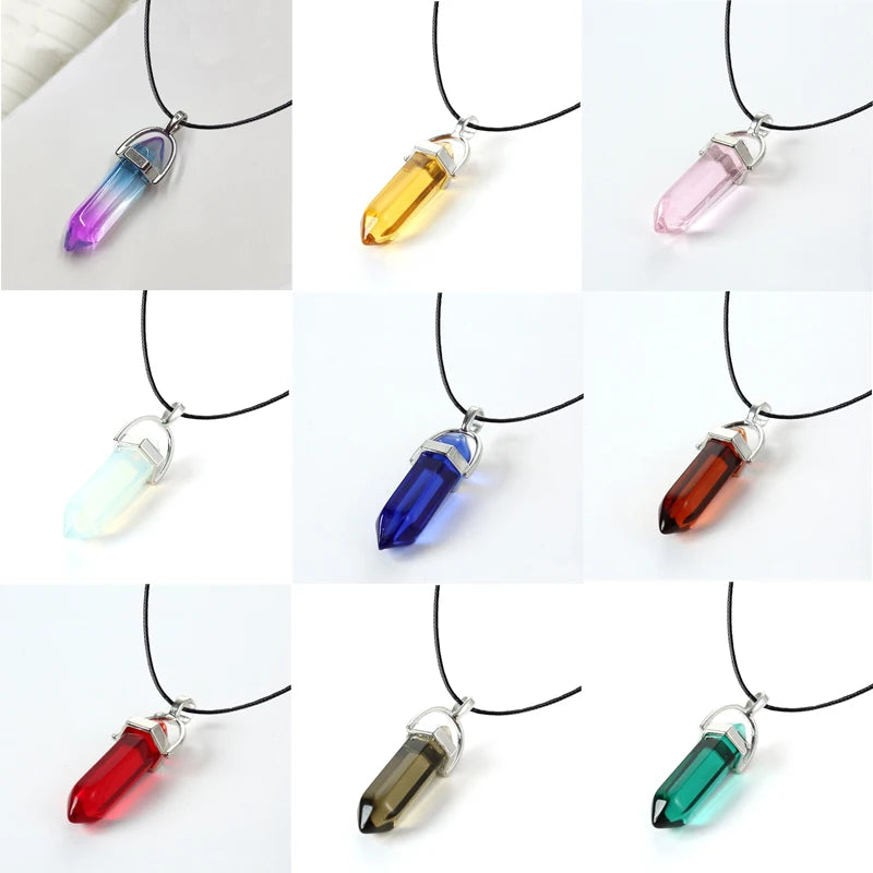 Natural Stone Crystal Hexagonal Column Pendant & Necklace - Crystal Aura Co.