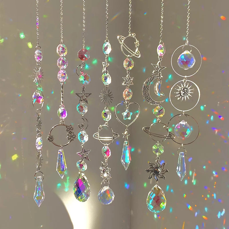 Hanging Window Crystal Pendant Suncatcher Silver & Rainbow - Crystal Aura Co.