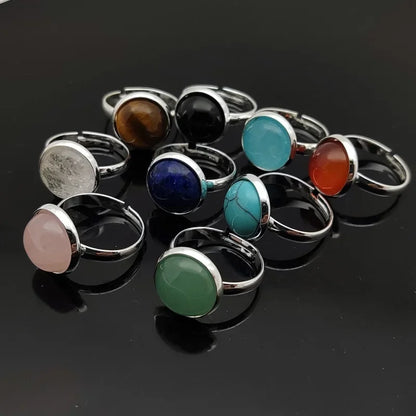 Healing Crystal Stone Round Ring - Crystal Aura Co.