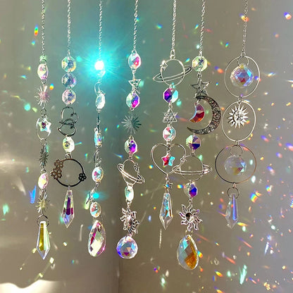 Hanging Window Crystal Pendant Suncatcher Silver & Rainbow - Crystal Aura Co.