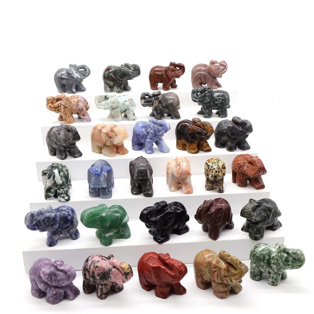 Elephant Statue Natural Stone - Crystal Aura Co.