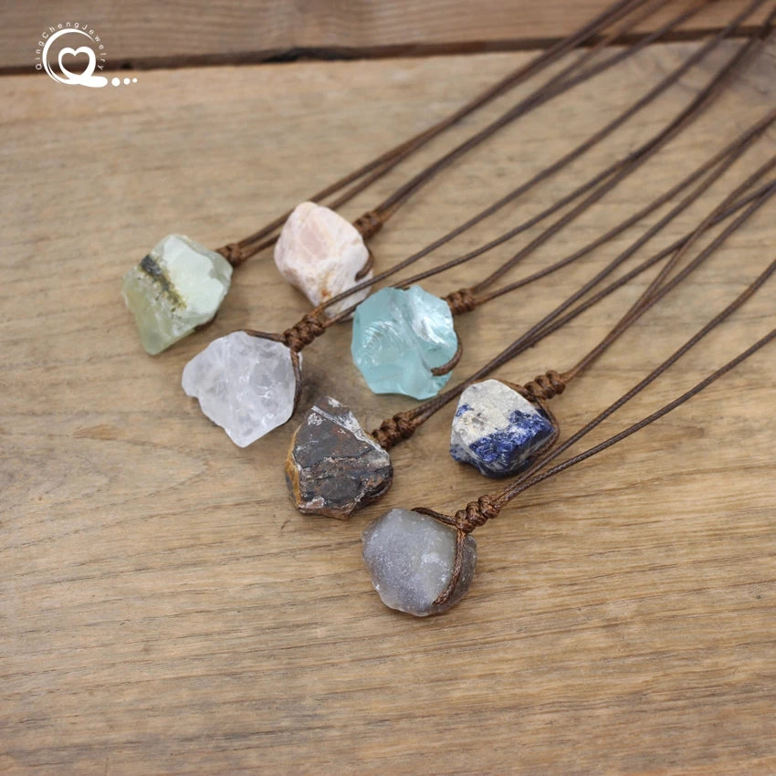 Natural Raw Stone Mineral Crystal Pendant & Necklace - Crystal Aura Co.