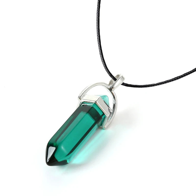 Natural Stone Crystal Hexagonal Column Pendant & Necklace - Crystal Aura Co.