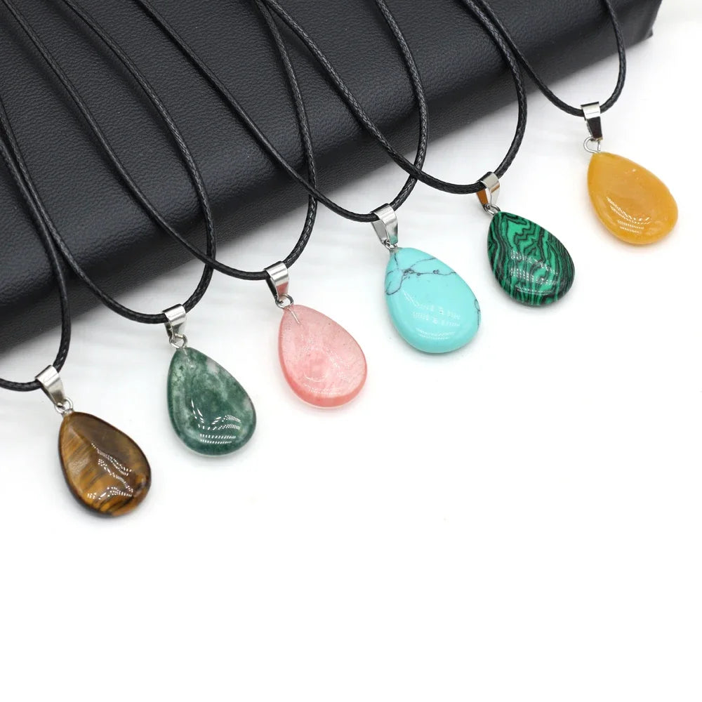 Natural Stone Crystal Water Drop Pendant & Necklace - Crystal Aura Co.