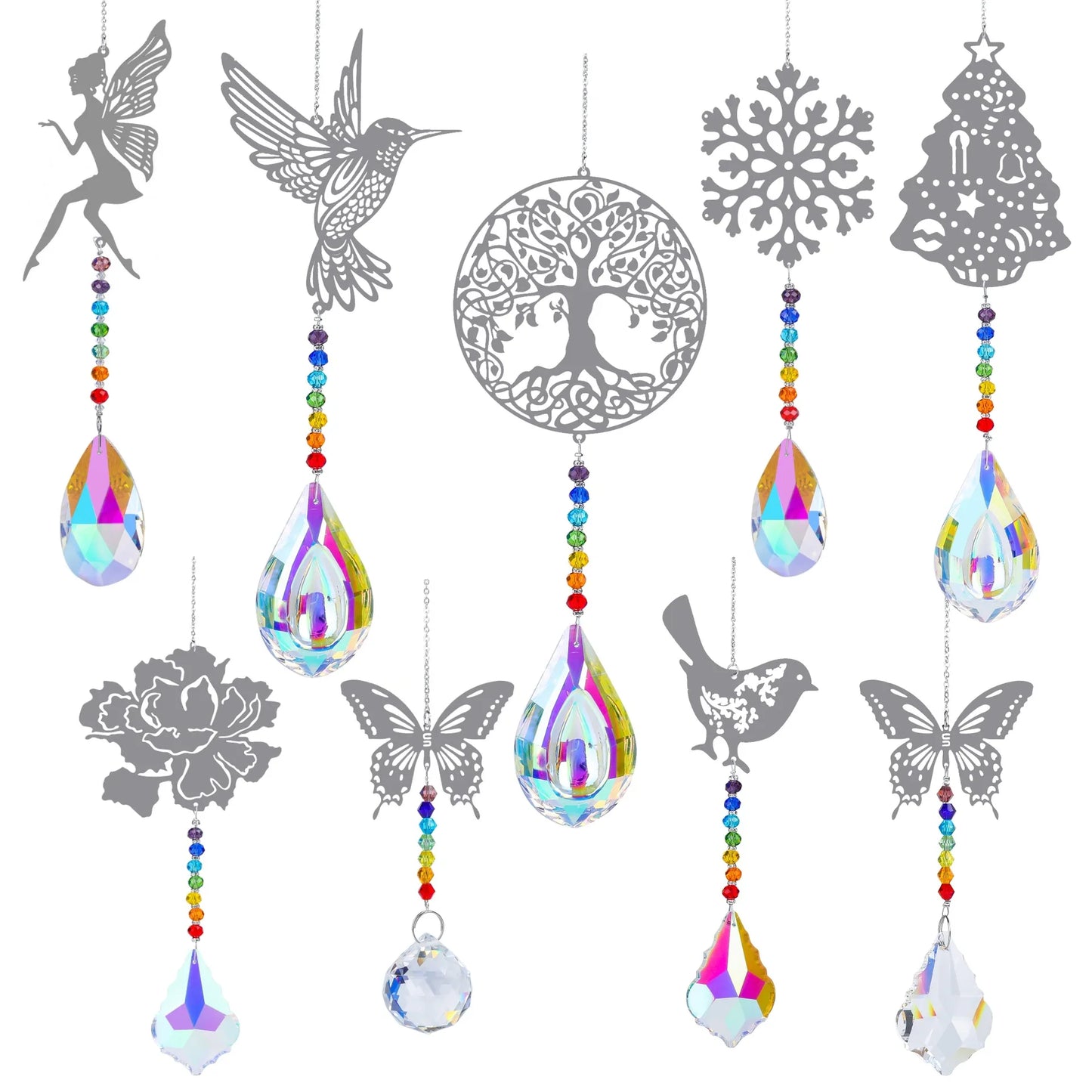 Hanging Window Crystal Pendant Suncatcher With Large Pendant - Crystal Aura Co.