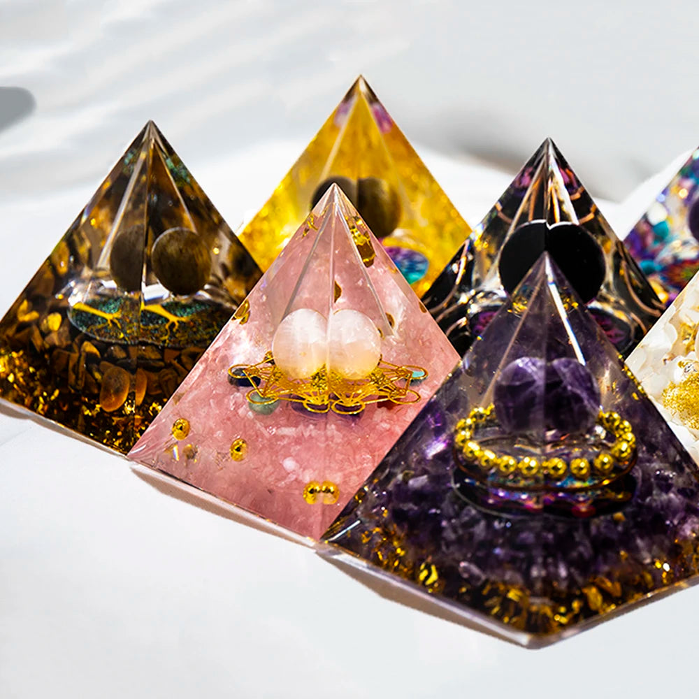 Natural Crystal within Epoxy Pyramid Large - Crystal Aura Co.