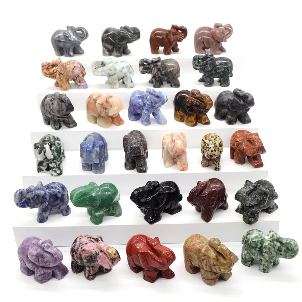 Elephant Statue Natural Stone - Crystal Aura Co.