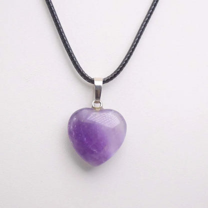 Natural Stone Crystal Heart Pendant & Necklace - Crystal Aura Co.