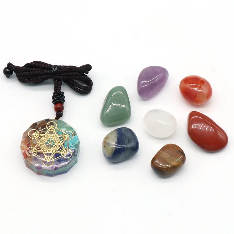 Natural Crystal Stone Set Chakra Healing Gemstone Moon & Star - Crystal Aura Co.