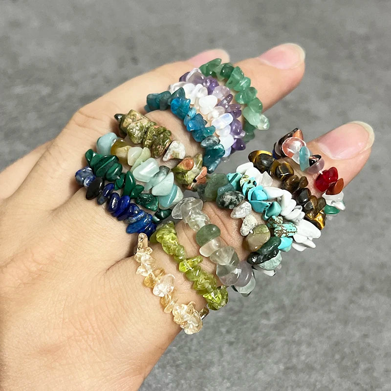 Natural Crystal Stone Rings Stretchy - Crystal Aura Co.