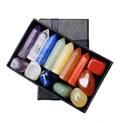 14PCS Set Natural Stone Crystal Gemstone Chakras Healing - Crystal Aura Co.