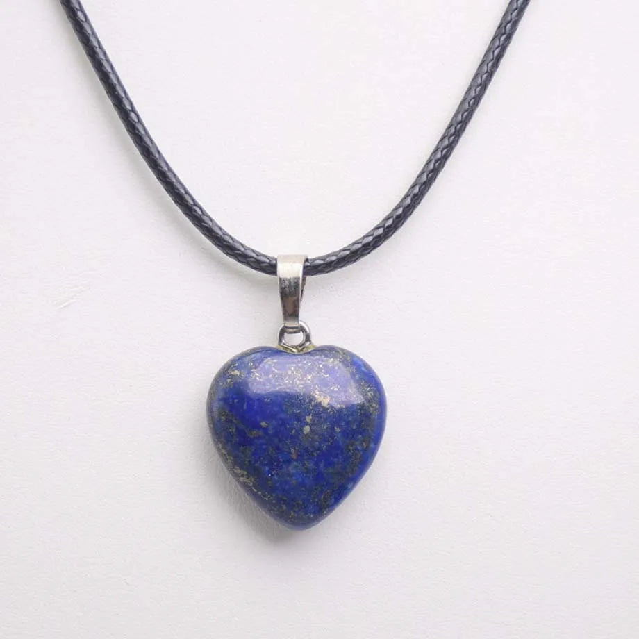 Natural Stone Crystal Heart Pendant & Necklace - Crystal Aura Co.