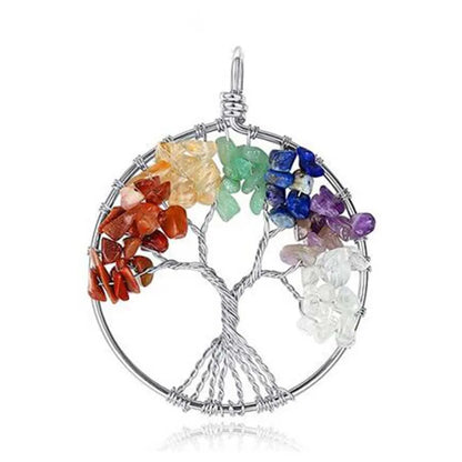 Natural Stone Crystal Tree of Life Necklace - Crystal Aura Co.