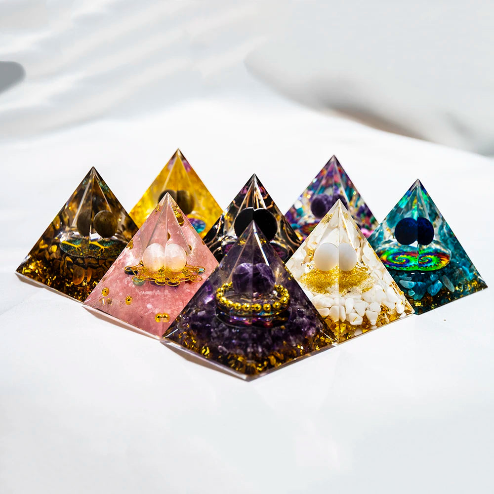 Natural Crystal within Epoxy Pyramid Large - Crystal Aura Co.