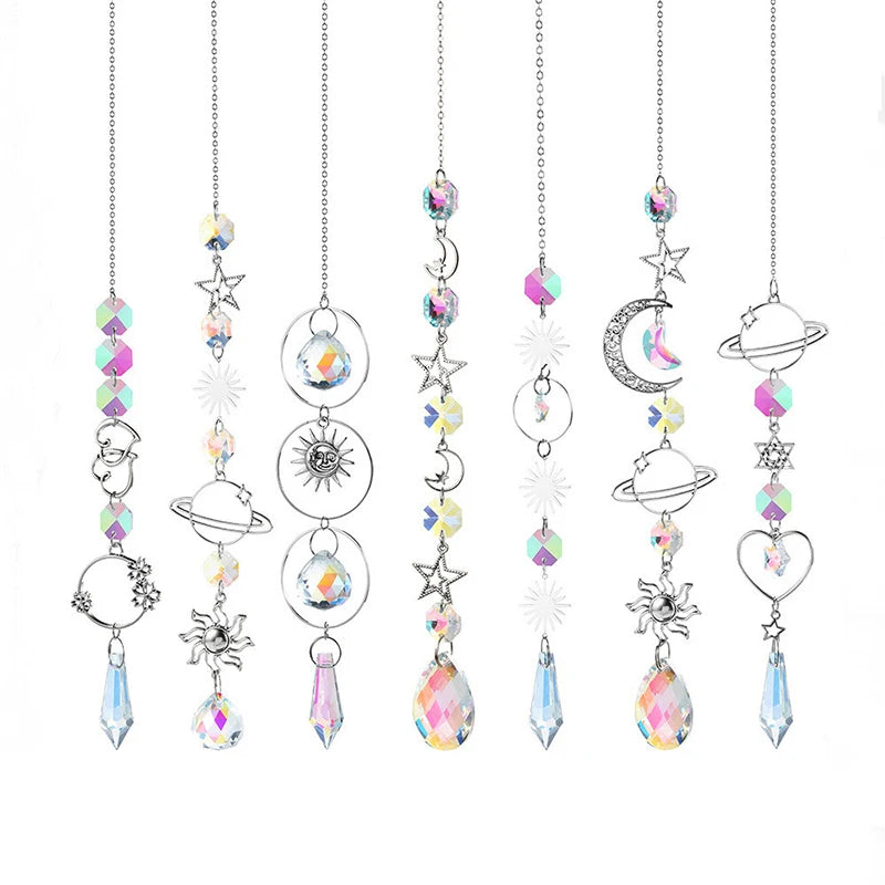 Hanging Window Crystal Pendant Suncatcher Silver & Rainbow - Crystal Aura Co.