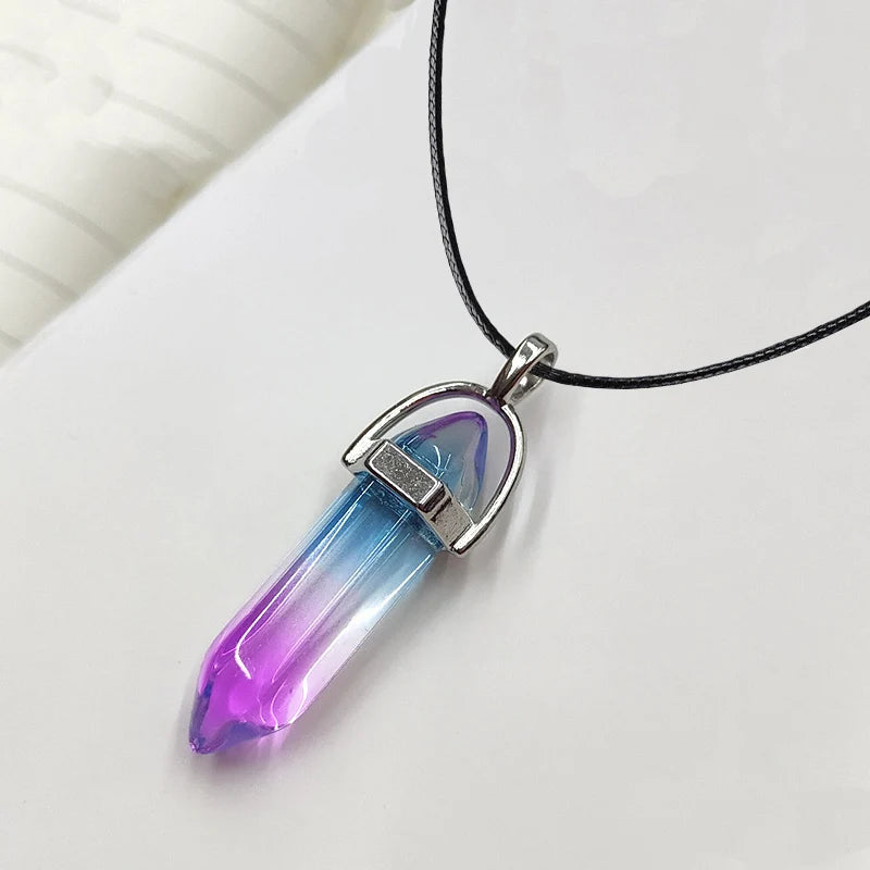 Natural Stone Crystal Hexagonal Column Pendant & Necklace - Crystal Aura Co.