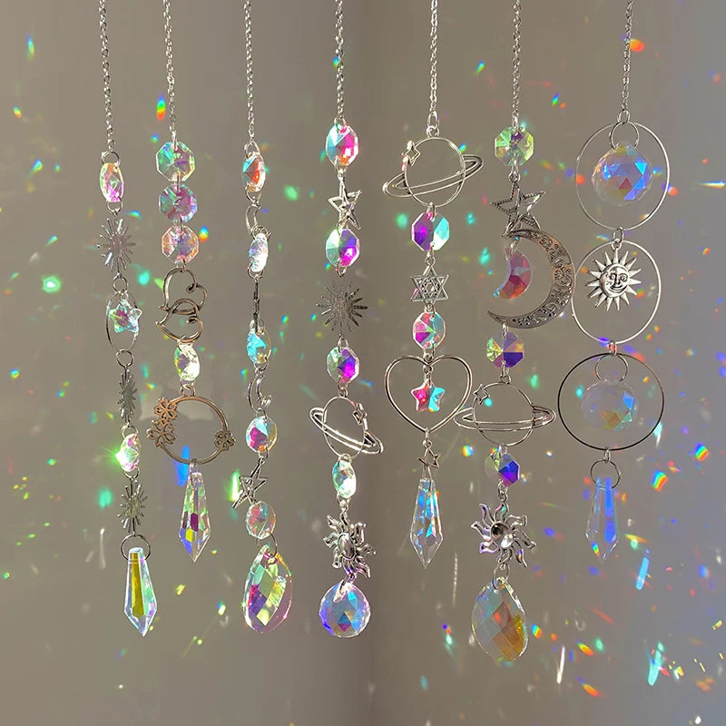 Hanging Window Crystal Pendant Suncatcher Silver & Rainbow - Crystal Aura Co.